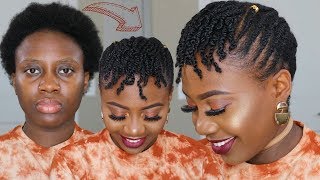 NO EXTENSIONS PROTECTIVE STYLE On Short 4C Natural Hair  Mini Twists amp Flat Twist Tutorial [upl. by Amer]