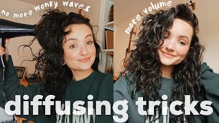 HOW TO DIFFUSE WAVY HAIR \ more volume less wonky waves [upl. by Yesrod]