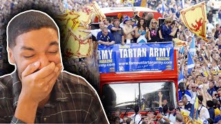 TARTAN ARMY ON TOUR American Reacts to SCOTTISH FOOTBALL FANS [upl. by Inaej]