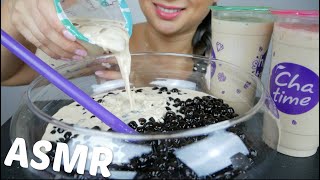 ASMR Giant Boba Milk Tea  Chewy amp Gulping Sounds  NO Talking Eating Sounds Mukbang  NE Lets Eat [upl. by Ahsonek372]