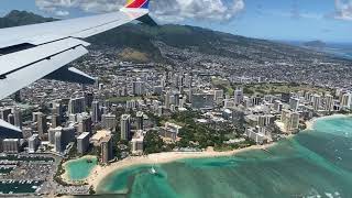 Flyover of Honolulu and landing At Honolulu Hawaii International Airport [upl. by Marje]