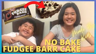 NO BAKE FUDGEE BARR CAKE MADE BY KIDS  Using 3 Ingredients Only [upl. by Reivaxe112]