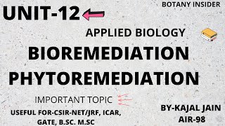 Unit12 Applied Biology  Bioremediation  Phytoremediation  Detailed  CSIRNET JRF [upl. by Anerak]