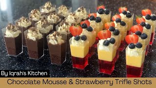 Chocolate Mousse amp Strawberry Trifle Shots  Dessert Shots  By Iqrahs Kitchen [upl. by Furgeson302]