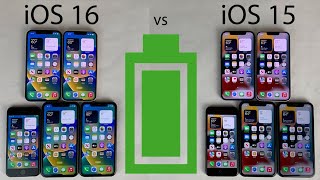 iOS 16 vs iOS 15 BATTERY Test on iPhone 13 12 11 XR amp 8 [upl. by Noynek821]