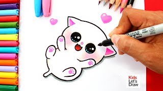 Aprende a dibujar un GATITO BEBÉ Kawaii  How to Draw a Cute Baby Kitten [upl. by Sacul]