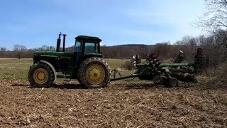 John Deere 4555 Disking Ground [upl. by Ettenav]