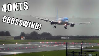 TUI Boeing 757 Comes into Land SIDEWAYS in 40 KNOT CROSSWIND at Bristol Airport During a STORM [upl. by Salokkin838]