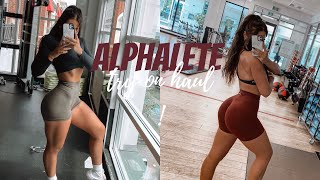 ALPHALETE TRY ON ACTIVEWEAR HAUL amp REVIEW  amplify seamless leggings amp shorts NEW LAUNCH [upl. by Alebasi]