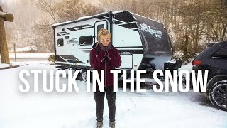 WINTER CAMPING IN A SNOWSTORM The Realities of RV Life  Rookies On The Road Ep 3 [upl. by Aeslehc384]