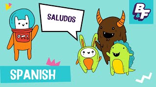 Learn Spanish with BASHO amp FRIENDS  Greetings Good Morning song for kids [upl. by Sherwin]