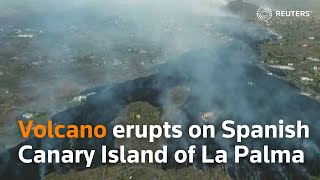 Volcano erupts on Spanish Canary Island of La Palma [upl. by Walczak]