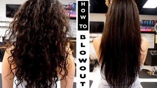 HOW TO BLOWOUT FRIZZYCURLY  DIY SALON BLOWOUT [upl. by Ahcurb]