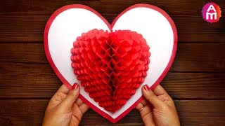 DIY 3D Heart ❤️ Pop Up Card  Valentine Pop Up Card [upl. by Debee72]