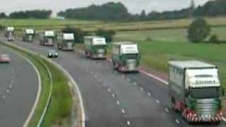 Eddie Stobart Convoy heading onto the M6 [upl. by Yrbua433]