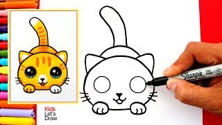 Aprende a dibujar un GATO KAWAII fácil  How to Draw a Cute Kitten Easy [upl. by Peers]