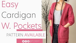 How to Crochet Cardigan w Pockets  Pattern amp Tutorial DIY [upl. by Craven228]