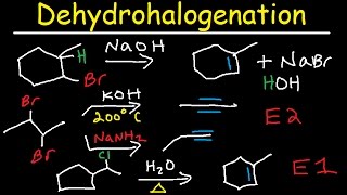 Dehydrohalogenation of Alkyl Halides Reaction Mechanism  E1 amp E2 [upl. by Elsinore]