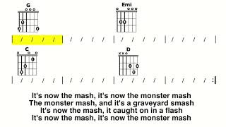 Monster Mash Bobby Pickett EASY GUITAR Chord and Lyric PlayAlong [upl. by Petunia844]