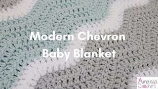 Modern Chevron Baby Blanket  Easy Ripple Blanket  Easy Crochet Blanket Tutorial [upl. by Susanetta]