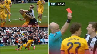 Anthony Gordon RED CARD Tariq Lamptey Red Card Newcastle vs Brighton Scharr OFFSIDE GOAL 11 [upl. by Schriever]