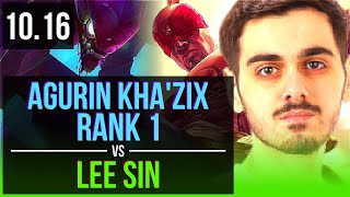 Agurin KHAZIX vs LEE SIN JUNGLE  Rank 1 Rank 1 KhaZix Triple Kill  EUW Challenger  v1016 [upl. by Mendoza918]