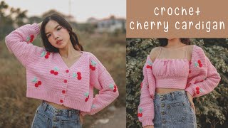 Crochet Crop Cherry Cardigan Tutorial  Chenda DIY [upl. by Prudence684]