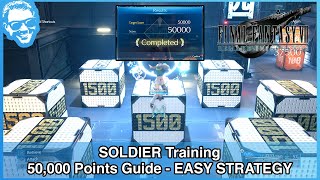 SOLDIER Training Guide  EASY STRATEGY  50000 Points amp EXP Plus Materia  FF7 Remake INTERgrade [upl. by Domella]