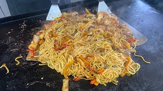 CHICKEN CHOW MEIN ON THE BLACKSTONE GRIDDLE  BLACKSTONE GRIDDLE RECIPES [upl. by Orodisi]