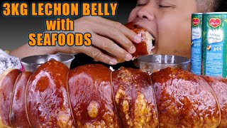 LECHON BELLY with SEAFOODS MUKBANG  PINOY FOOD MUKBANG PHILIPPINES  COLLAB TheFoodieBee [upl. by Eniak]