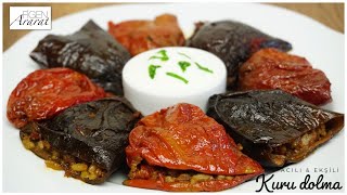 Bu tarifle ustası olacaksınız❗️Acılı ve ekşili kuru dolma  ana yemek tarifleri  Figen Ararat [upl. by Nevet644]