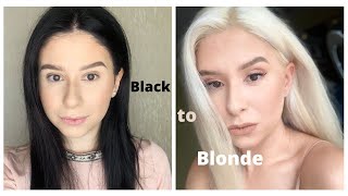 Bleaching my hair at home  BLACK to BLONDE  Part 1 [upl. by Iatnohs987]