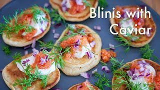 Blinis with Danish Caviar Stenbiderrogn  In Carinas Kitchen [upl. by Atilrak679]