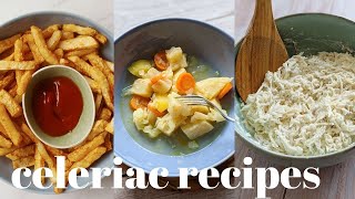 Celeriac Recipes 3 Ways  Celeriac Chips Celeriac Stew Raw Celeriac Salad [upl. by Georgianna]