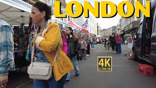 EXPLORE LONDON Portobello Market Tour in 4K UHD [upl. by Nigam]