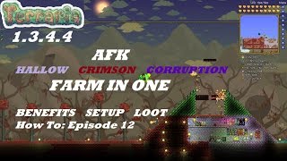 Terraria 1344 HOW TO  Build an AFK Hallow Corruption Crimson Farm in ONE  Expert  Episode 12 [upl. by Annayd177]