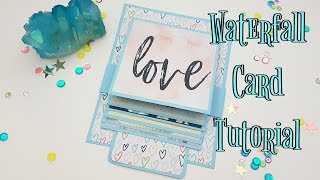 Waterfall Card Tutorial  Interactive Mini Album piece [upl. by Lovmilla]