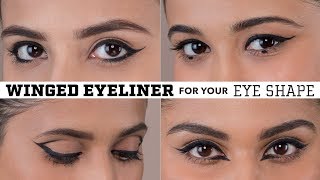 Winged Eyeliner For Your Eye Shape  Hooded Deep Set Almond Downturned amp Round Eyes [upl. by Aleafar]