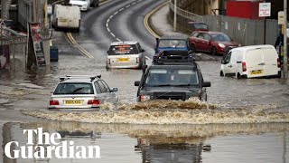 Flood water submerges roads in parts of northern England [upl. by Ursi]