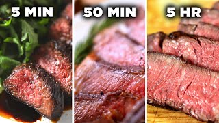 5Minute Vs 50Minute Vs 5Hour Steak • Tasty [upl. by Gisser]