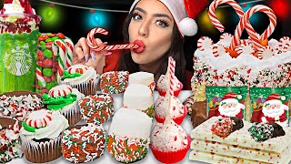 ASMR CHRISTMAS CANDY CANE CHOCOLATE SANTA STARBUCKS CAKE POP MampM PEPPERMINT DIPPED COOKIES 먹방 [upl. by Luahs809]