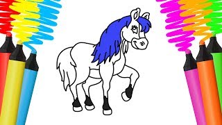 Como Desenhar e pintar CAVALO  Desenho para Colorir [upl. by Adiahs]