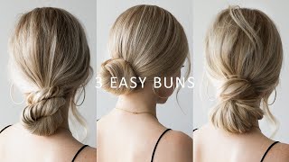 HOW TO 3 EASY Low Bun Hairstyles 💕 Perfect for Prom Weddings Work [upl. by Eillehs]