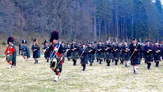 Massed Pipes and Drums of the Scottish highlands gather in Deeside for first parade of 2018 [upl. by Yusuk]