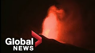 La Palma volcano eruption continues on Canary Island  FULL [upl. by Ardnassac]