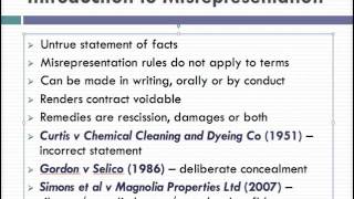 Misrepresentation Lecture 1 of 4 [upl. by Silver]