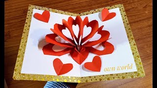 DIY 3D Heart ❤️ Pop Up Card  Valentine Pop Up Card [upl. by Trometer]