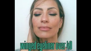 Winged Eye LinerCat Eye for MATURE SKIN MAKEUP over 50 [upl. by Litnahs448]