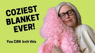 BEGINNER KNITTING  Fluffy Bunny Blanket Knitting Pattern  You CAN Knit This [upl. by Sivam]