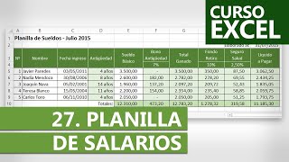 Curso de Excel 2024  Ejercicio 27 Planilla de salarios [upl. by Tiffanle]